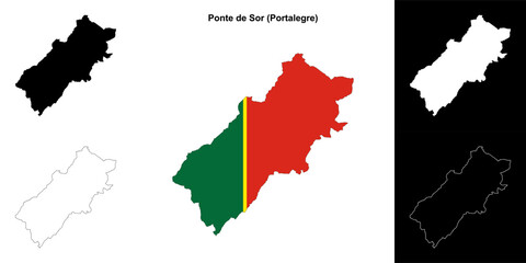 Fototapeta premium Ponte de Sor municipality outline map set