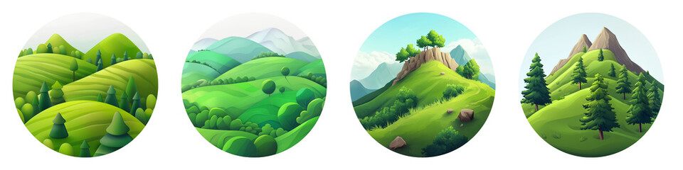 Hilltop clipart collection, symbol, logos, icons isolated on transparent background