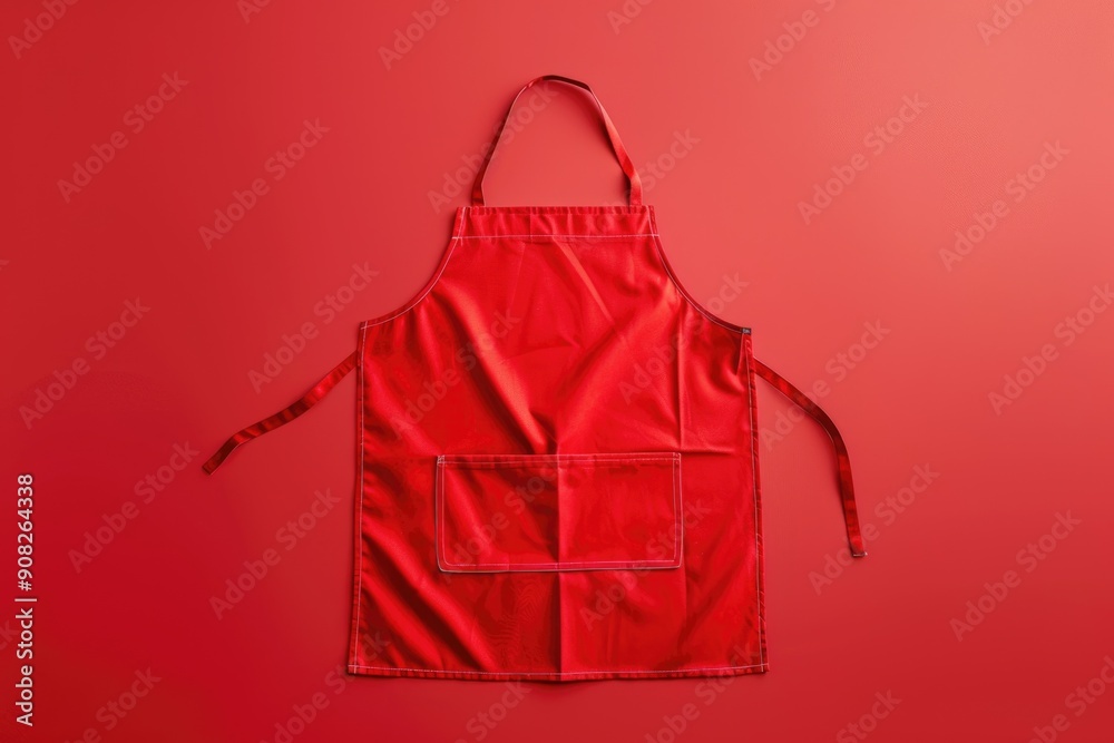 Poster a red apron on a solid red background