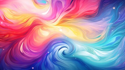 Obraz premium Energetic Rainbow Swirls Abstract Painting AI Generated