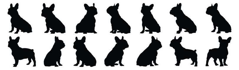 Bulldog silhouette set vector design big pack of illustration and icon
