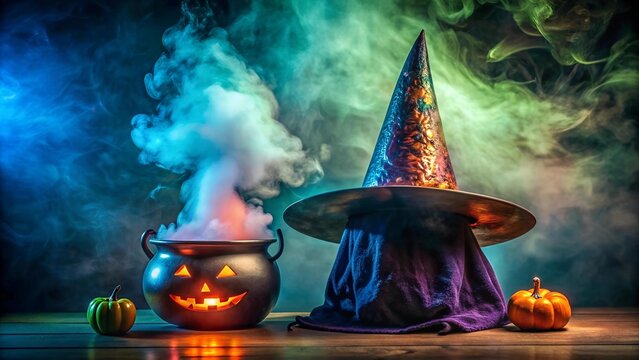 Witch Hat with a Cauldron of Potions  Generative AI