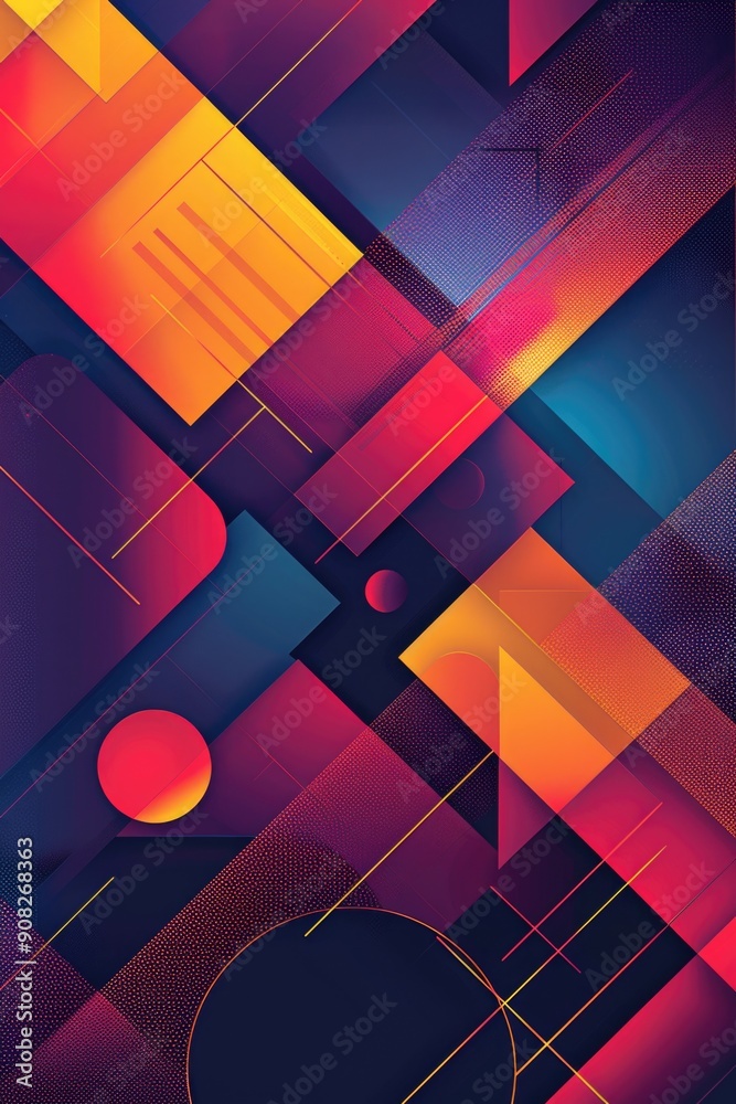 Wall mural Colorful geometric shapes and patterns on a background