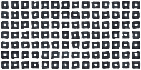 Boho seamless pattern with hand drawn tiny black squares