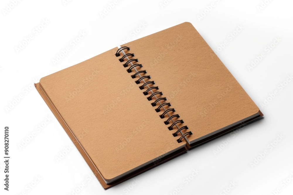 Poster A brown notebook with a spiral binding on a white surface, perfect for writing and organization
