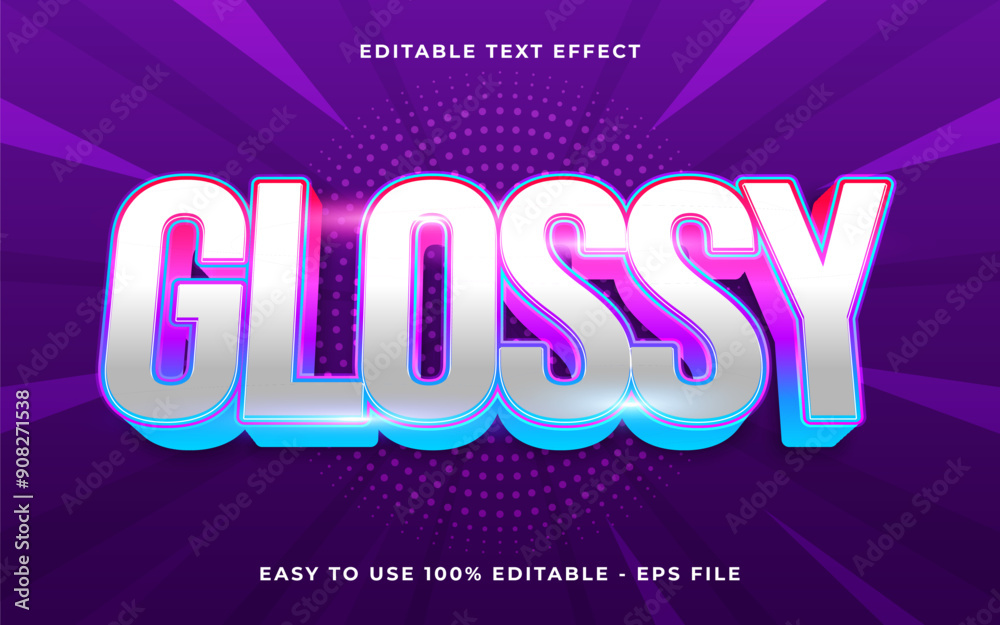 Poster 3d glossy gradient sparkle text style effect template editable text effect