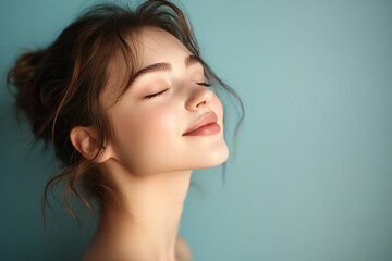 Fototapeta premium A close up of a girl's face with her eyes closed
