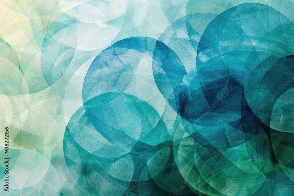 Poster abstract design featuring blue and green colors with circular shapes