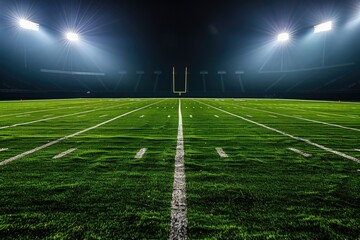 Fototapeta premium A well-lit football field at night, suitable for sports or event photography