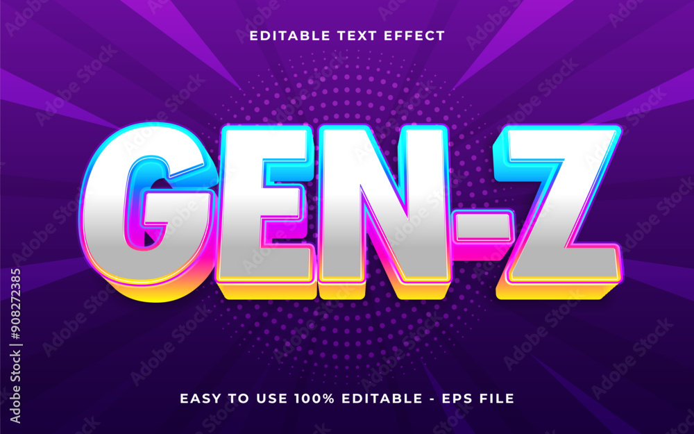 Fototapete 3d gen z gradient sparkle text style effect template editable text effect