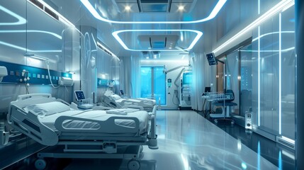 Obraz premium Futuristic High-Tech Hospital Room