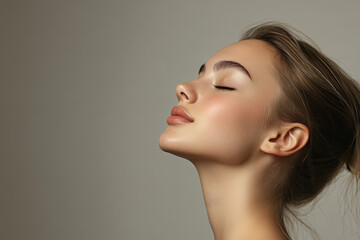 Obraz premium A close up of a girl's face with her eyes closed