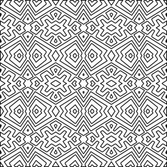 Monochrome ornamental texture with smooth linear shapes, zigzag lines, lace pattern.Abstract black  pattern for web page, textures, card, poster, fabric, textile. White background.