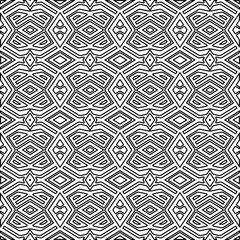 Monochrome ornamental texture with smooth linear shapes, zigzag lines, lace pattern.Abstract black  pattern for web page, textures, card, poster, fabric, textile. White background.