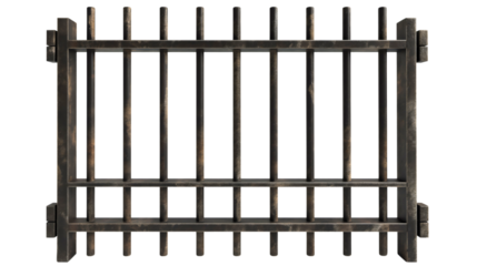 Prison bars isolated on transparent background. Steel metal or iron jail cell cage security lock grid, law and justice punishment for criminal, freedom, escape, guilty, arrest