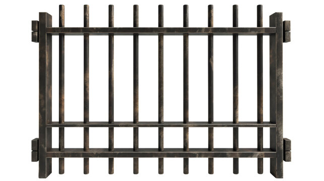 Prison bars isolated on transparent background. Steel metal or iron jail cell cage security lock grid, law and justice punishment for criminal, freedom, escape, guilty, arrest