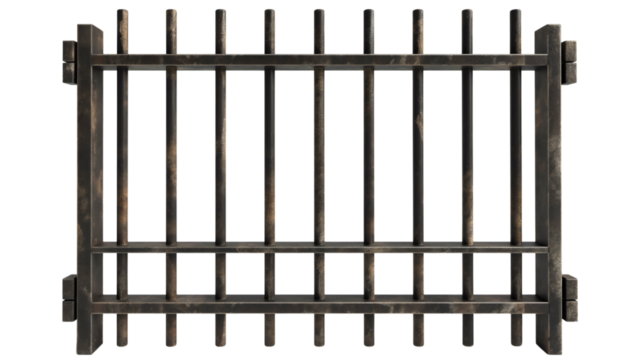 Prison bars isolated on transparent background. Steel metal or iron jail cell cage security lock grid, law and justice punishment for criminal, freedom, escape, guilty, arrest - Powered by Adobe