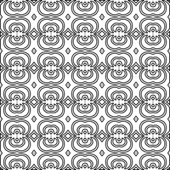 Monochrome ornamental texture with smooth linear shapes, zigzag lines, lace pattern.Abstract black  pattern for web page, textures, card, poster, fabric, textile. White background.
