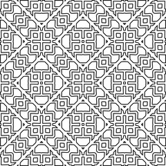 Monochrome ornamental texture with smooth linear shapes, zigzag lines, lace pattern.Abstract black  pattern for web page, textures, card, poster, fabric, textile. White background.