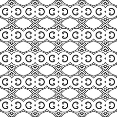 Monochrome ornamental texture with smooth linear shapes, zigzag lines, lace pattern.Abstract black  pattern for web page, textures, card, poster, fabric, textile. White background.
