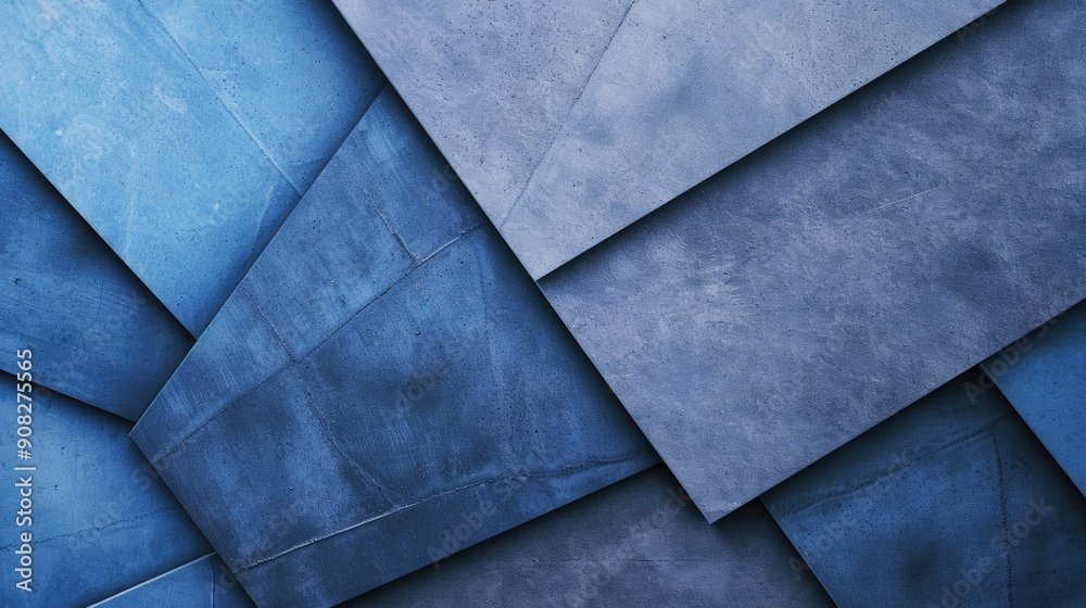 Poster close-up of a blue wall with various geometric shapes and textures