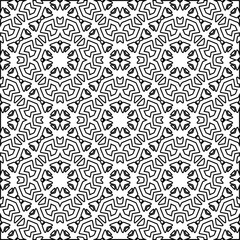 Monochrome ornamental texture with smooth linear shapes, zigzag lines, lace pattern.Abstract black  pattern for web page, textures, card, poster, fabric, textile. White background.