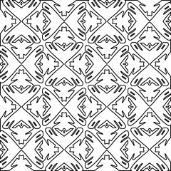 Monochrome ornamental texture with smooth linear shapes, zigzag lines, lace pattern.Abstract black  pattern for web page, textures, card, poster, fabric, textile. White background.