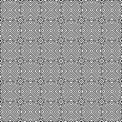 Monochrome ornamental texture with smooth linear shapes, zigzag lines, lace pattern.Abstract black  pattern for web page, textures, card, poster, fabric, textile. White background.