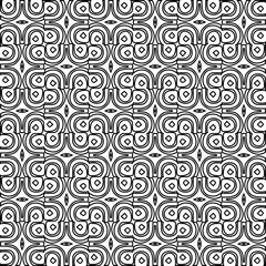 Monochrome ornamental texture with smooth linear shapes, zigzag lines, lace pattern.Abstract black  pattern for web page, textures, card, poster, fabric, textile. White background.