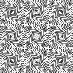 Monochrome ornamental texture with smooth linear shapes, zigzag lines, lace pattern.Abstract black  pattern for web page, textures, card, poster, fabric, textile. White background.