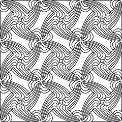 Monochrome ornamental texture with smooth linear shapes, zigzag lines, lace pattern.Abstract black  pattern for web page, textures, card, poster, fabric, textile. White background.