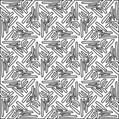  Monochrome ornamental texture with smooth linear shapes, zigzag lines, lace pattern.Abstract black  pattern for web page, textures, card, poster, fabric, textile. White background.