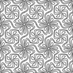  Monochrome ornamental texture with smooth linear shapes, zigzag lines, lace pattern.Abstract black  pattern for web page, textures, card, poster, fabric, textile. White background.