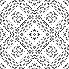  Monochrome ornamental texture with smooth linear shapes, zigzag lines, lace pattern.Abstract black  pattern for web page, textures, card, poster, fabric, textile. White background.