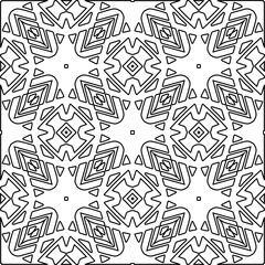  Monochrome ornamental texture with smooth linear shapes, zigzag lines, lace pattern.Abstract black  pattern for web page, textures, card, poster, fabric, textile. White background.