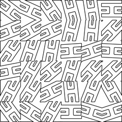  Monochrome ornamental texture with smooth linear shapes, zigzag lines, lace pattern.Abstract black  pattern for web page, textures, card, poster, fabric, textile. White background.