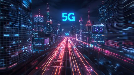 Fototapeta premium 5G Network City Night 2