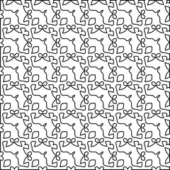  Monochrome ornamental texture with smooth linear shapes, zigzag lines, lace pattern.Abstract black  pattern for web page, textures, card, poster, fabric, textile. White background.