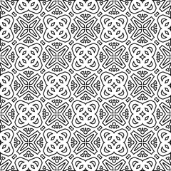  Monochrome ornamental texture with smooth linear shapes, zigzag lines, lace pattern.Abstract black  pattern for web page, textures, card, poster, fabric, textile. White background.