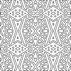  Monochrome ornamental texture with smooth linear shapes, zigzag lines, lace pattern.Abstract black  pattern for web page, textures, card, poster, fabric, textile. White background.