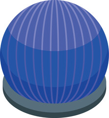 Blue fitness ball standing on floor isometric icon