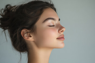 Fototapeta premium A close up of a girl's face with her eyes closed
