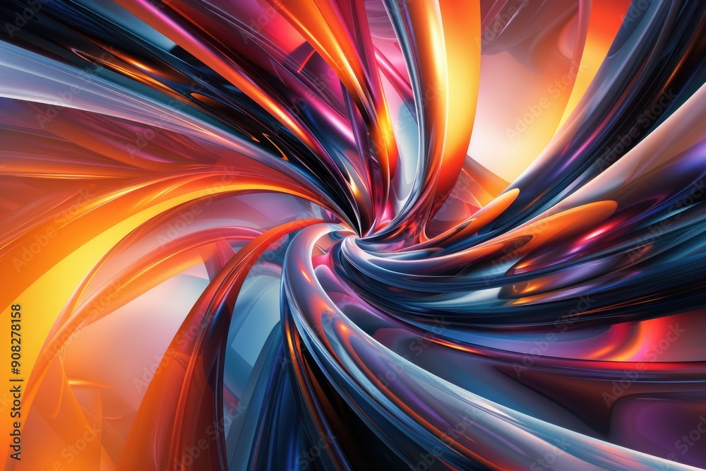 Poster abstract design with vibrant colors and swirling shapes