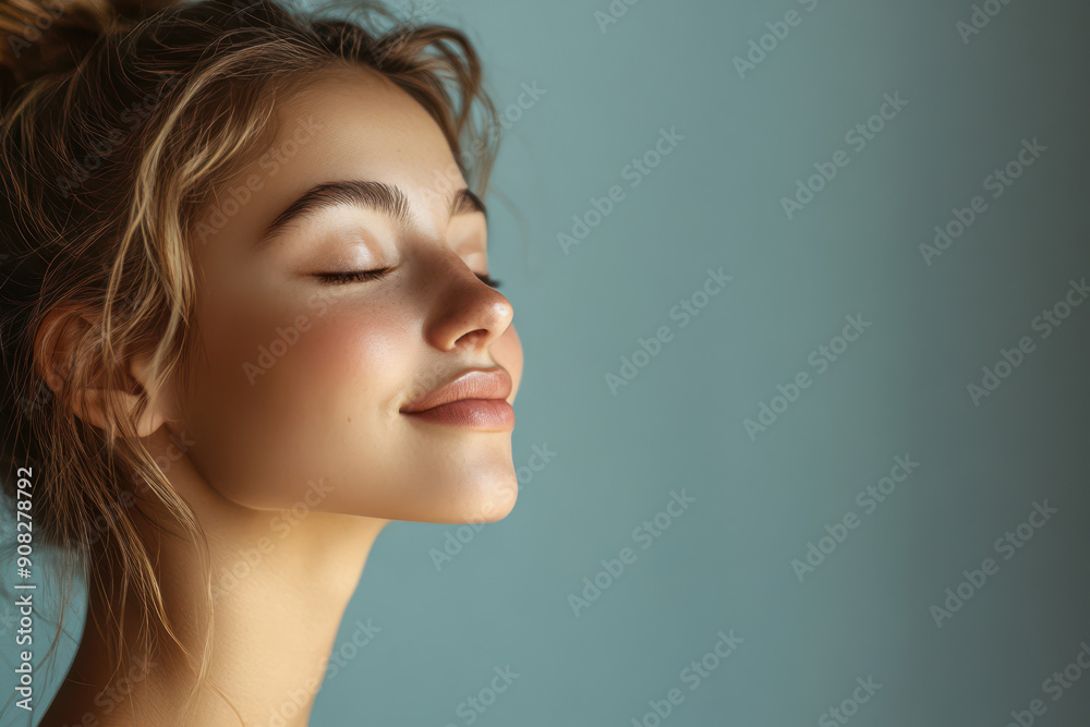 Wall mural A close up of a girl's face with her eyes closed