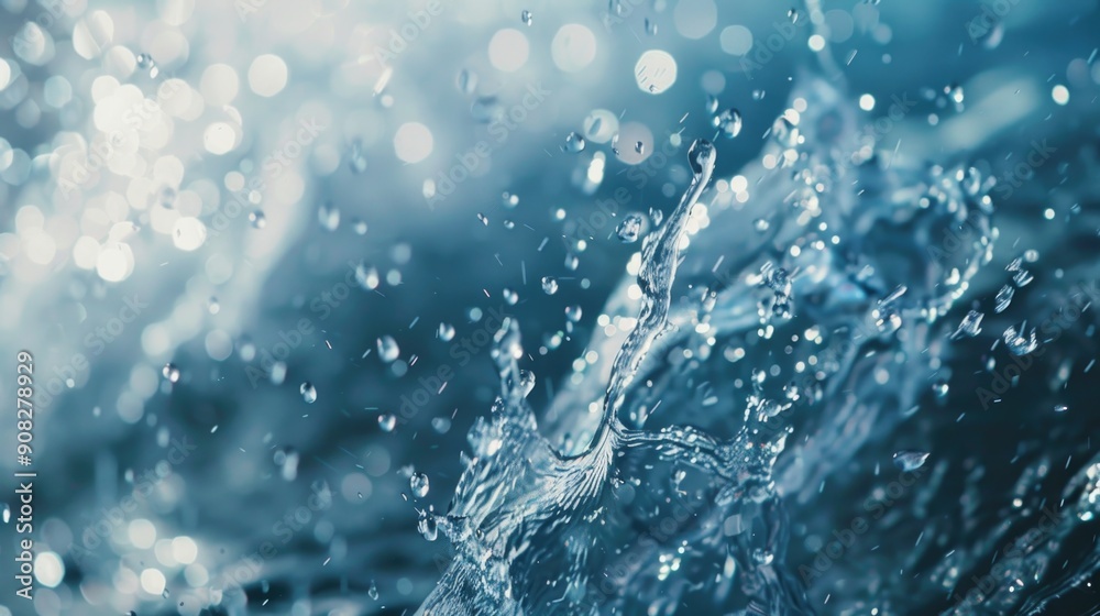Poster close-up of a wave with water splashing, suitable for use in nature or ocean-themed designs