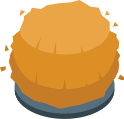 Round hay bale sitting on a metal base, providing essential nutrition for farm animals