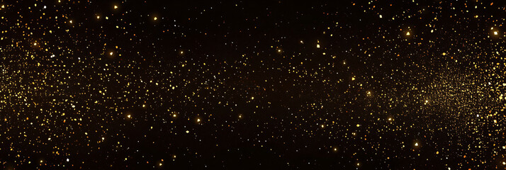 sparkle golden glittering dust particle on black background