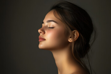 Fototapeta premium A close up of a girl's face with her eyes closed