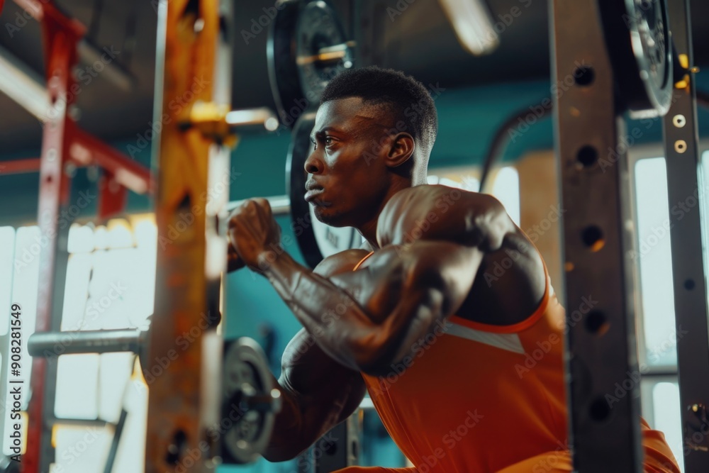 Poster a person exercises on a bench in a fitness setting