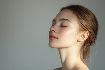 Obraz premium A close up of a girl's face with her eyes closed